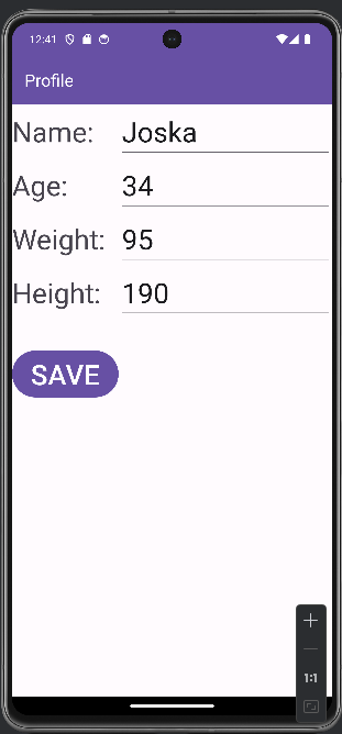 Profile screen